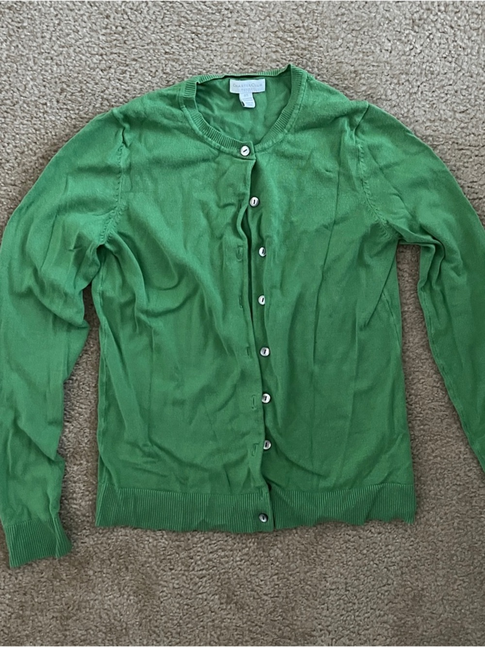 Charter Club Emerald Green Lightweight Button Cardigan